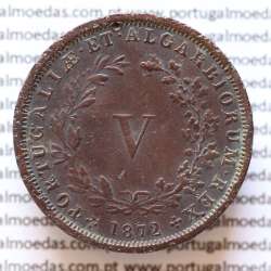 MOEDA 5 RÉIS COBRE (V RÉIS) 1872 (BC+) - REI D. LUIS I - WORLD COINS PORTUGAL KM513