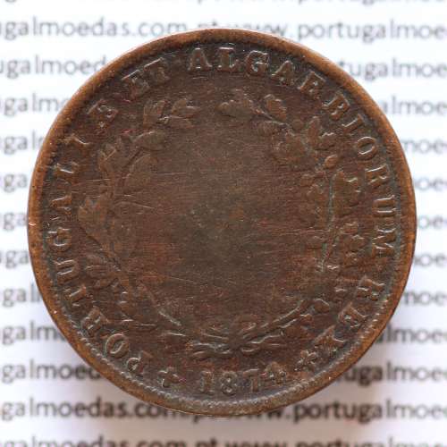 MOEDA 5 RÉIS COBRE (V RÉIS) 1874 (BC) - REI D. LUIS I - WORLD COINS PORTUGAL KM513
