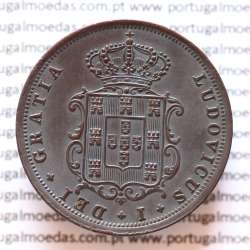 MOEDA 5 RÉIS COBRE (V RÉIS) 1875 (MBC+ /BELA) - REI D. LUIS I - WORLD COINS PORTUGAL KM513