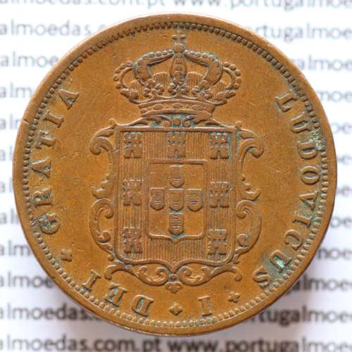 MOEDA 5 RÉIS COBRE (V RÉIS) 1875 (MBC-) - REI D. LUIS I - WORLD COINS PORTUGAL KM513
