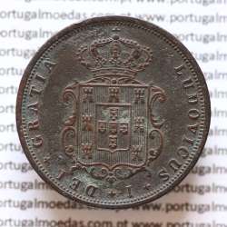 MOEDA 5 RÉIS COBRE (V RÉIS) 1876 (MBC+) - REI D. LUIS I - WORLD COINS PORTUGAL KM513