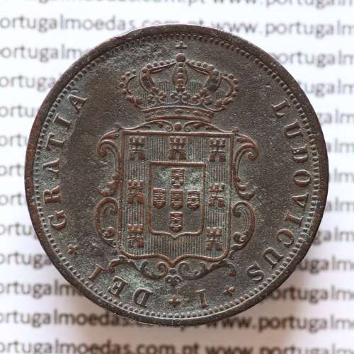 MOEDA 5 RÉIS COBRE (V RÉIS) 1876 (MBC+) - REI D. LUIS I - WORLD COINS PORTUGAL KM513