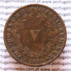 MOEDA 5 RÉIS COBRE (V RÉIS) 1878 (BC+) - REI D. LUIS I- WORLD COINS PORTUGAL KM513