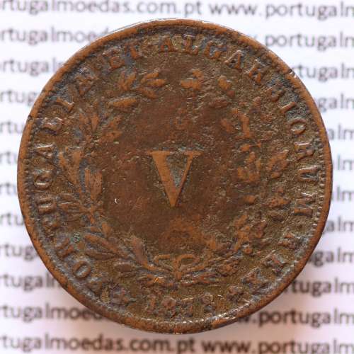MOEDA 5 RÉIS COBRE (V RÉIS) 1878 (BC+) - REI D. LUIS I- WORLD COINS PORTUGAL KM513