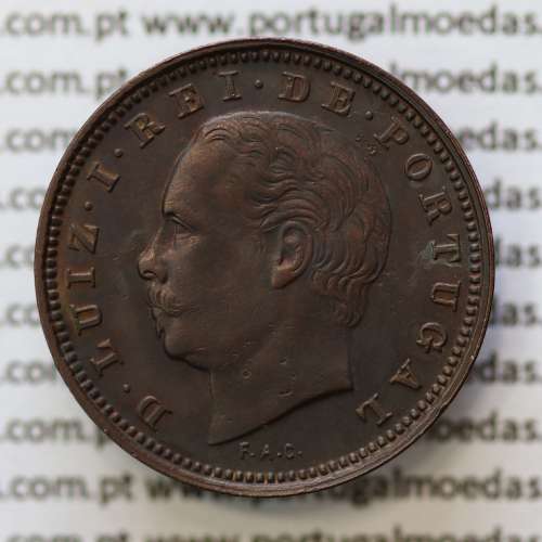 MOEDA 5 RÉIS BRONZE (V RÉIS) 1882 (BELA) - REI D. LUIS I - WORLD COINS PORTUGAL KM525