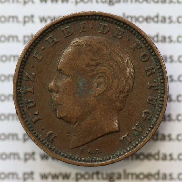 MOEDA 5 RÉIS BRONZE (V RÉIS) 1882 (MBC+) - REI D. LUIS I - WORLD COINS PORTUGAL KM525