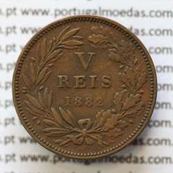 MOEDA 5 RÉIS BRONZE (V RÉIS) 1882 (MBC) - REI D. LUIS I - WORLD COINS PORTUGAL KM525