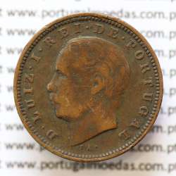 MOEDA 5 RÉIS BRONZE (V RÉIS) 1882 (BC+) - REI D. LUIS I - WORLD COINS PORTUGAL KM525