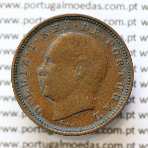 MOEDA 5 RÉIS BRONZE (V RÉIS) 1882 (BC) - REI D. LUIS I - WORLD COINS PORTUGAL KM525