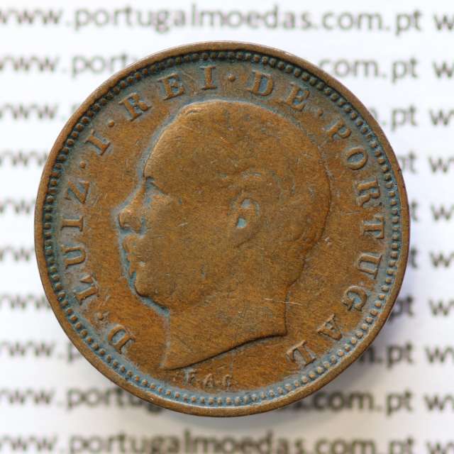 MOEDA 5 RÉIS BRONZE (V RÉIS) 1882 (BC) - REI D. LUIS I - WORLD COINS PORTUGAL KM525