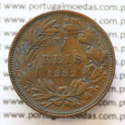 MOEDA 5 RÉIS BRONZE (V RÉIS) 1882 (BC) - REI D. LUIS I - WORLD COINS PORTUGAL KM525 MOEDA 5 RÉIS BRONZE (V RÉIS) 1882 (BC) - REI D. LUIS I - WORLD COINS PORTUGAL KM525