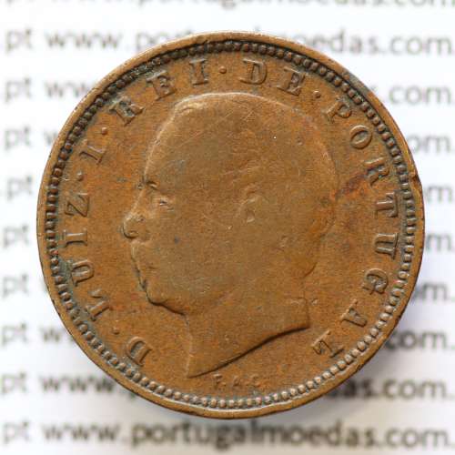 MOEDA 5 RÉIS BRONZE (V RÉIS) 1882 (BC) - REI D. LUIS I - WORLD COINS PORTUGAL KM525