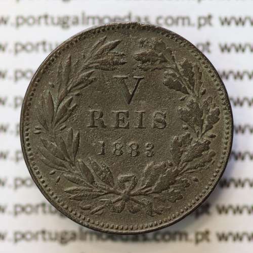 MOEDA 5 RÉIS BRONZE (V RÉIS) 1883 (MBC) - REI D. LUIS I - WORLD COINS PORTUGAL KM525