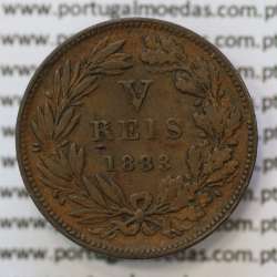 MOEDA 5 RÉIS BRONZE (V RÉIS) 1883 (BC) - REI D. LUIS I - WORLD COINS PORTUGAL KM525