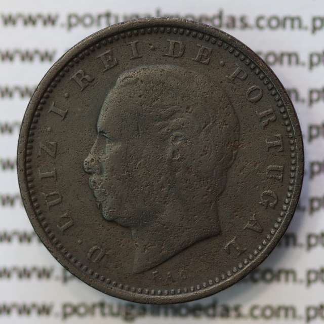 MOEDA 5 RÉIS BRONZE (V RÉIS) 1883 (BC) - REI D. LUIS I - WORLD COINS PORTUGAL KM525