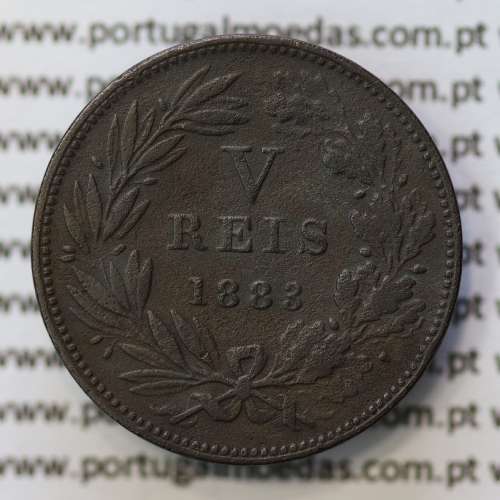 MOEDA 5 RÉIS BRONZE (V RÉIS) 1883 (BC) - REI D. LUIS I - WORLD COINS PORTUGAL KM525