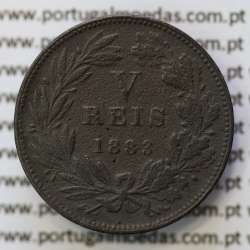 MOEDA 5 RÉIS BRONZE (V RÉIS) 1883 (BC) - REI D. LUIS I - WORLD COINS PORTUGAL KM525
