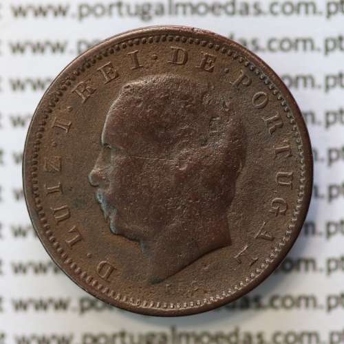 MOEDA 5 RÉIS BRONZE (V RÉIS) 1883 (BC) - REI D. LUIS I - WORLD COINS PORTUGAL KM525