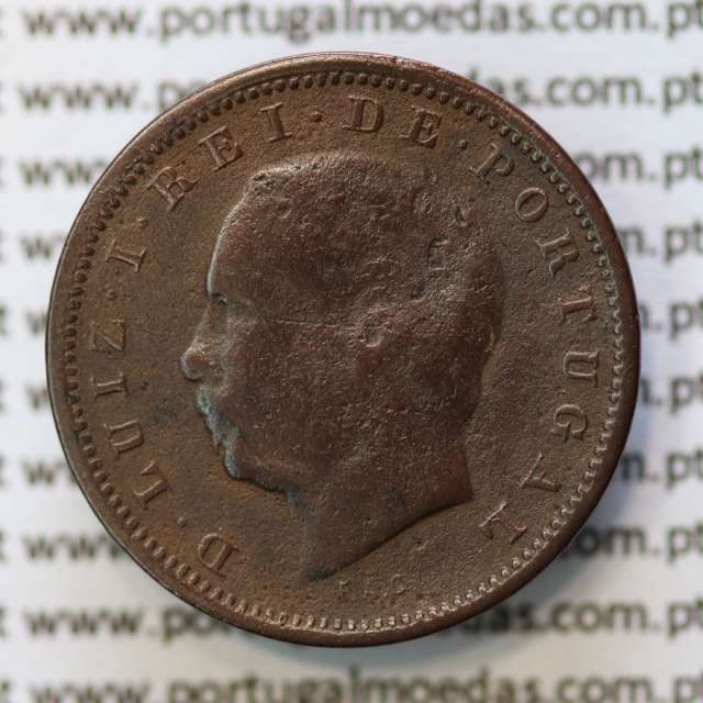 MOEDA 5 RÉIS BRONZE (V RÉIS) 1883 (BC) - REI D. LUIS I - WORLD COINS PORTUGAL KM525