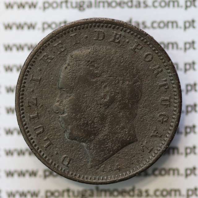MOEDA 5 RÉIS BRONZE (V RÉIS) 1883 (BC) - REI D. LUIS I - WORLD COINS PORTUGAL KM525