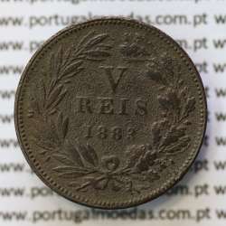MOEDA 5 RÉIS BRONZE (V RÉIS) 1883 (BC) - REI D. LUIS I - WORLD COINS PORTUGAL KM525