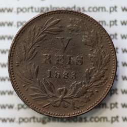 MOEDA 5 RÉIS BRONZE (V RÉIS) 1883 (BC) - REI D. LUIS I - WORLD COINS PORTUGAL KM525