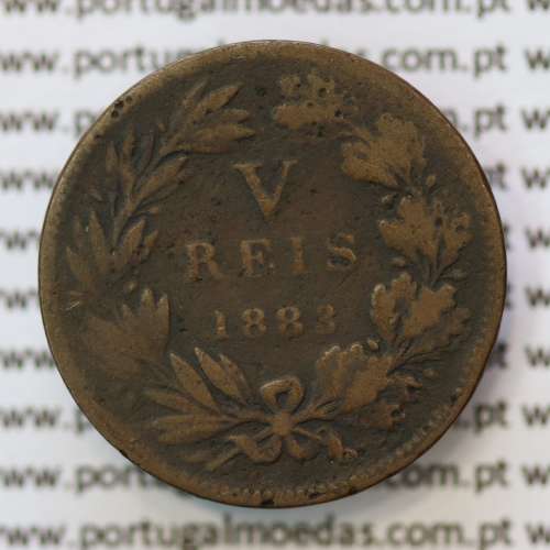 MOEDA 5 RÉIS BRONZE (V RÉIS) 1883 (BC) - REI D. LUIS I - WORLD COINS PORTUGAL KM525