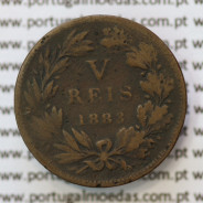 MOEDA 5 RÉIS BRONZE (V RÉIS) 1883 (BC) - REI D. LUIS I - WORLD COINS PORTUGAL KM525