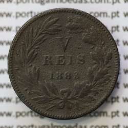 MOEDA 5 RÉIS BRONZE (V RÉIS) 1883 (BC) - REI D. LUIS I - WORLD COINS PORTUGAL KM525