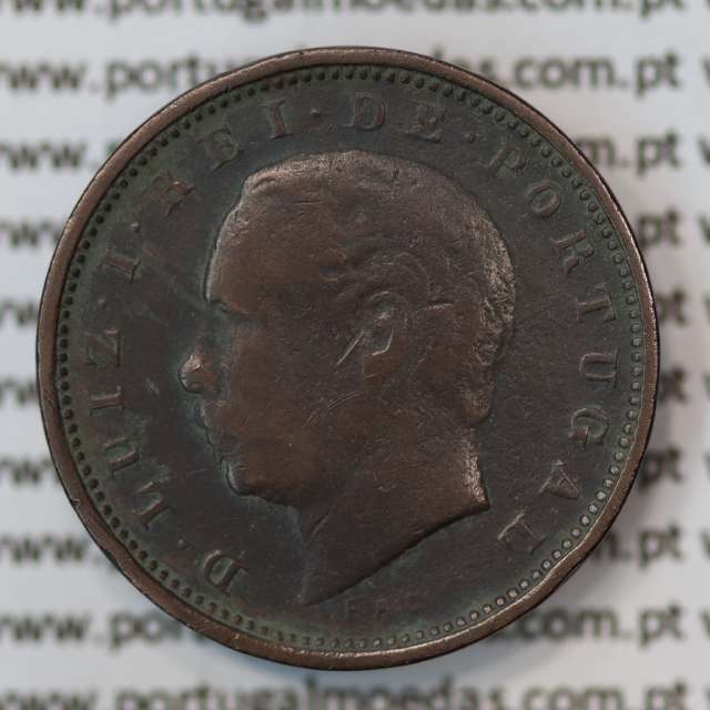 MOEDA 5 RÉIS BRONZE (V RÉIS) 1884 (MBC) - REI D. LUIS I - WORLD COINS PORTUGAL KM525