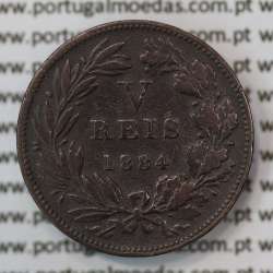 MOEDA 5 RÉIS BRONZE (V RÉIS) 1884 (MBC) - REI D. LUIS I - WORLD COINS PORTUGAL KM525