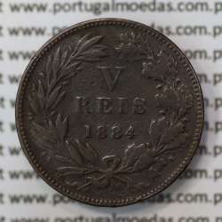 MOEDA 5 RÉIS BRONZE (V RÉIS) 1884 (BC) - REI D. LUIS I - WORLD COINS PORTUGAL KM525