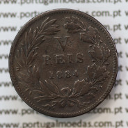 MOEDA 5 RÉIS BRONZE (V RÉIS) 1884 (BC) - REI D. LUIS I - WORLD COINS PORTUGAL KM525
