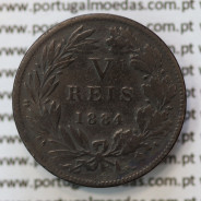 MOEDA 5 RÉIS BRONZE (V RÉIS) 1884 (BC) - REI D. LUIS I - WORLD COINS PORTUGAL KM525