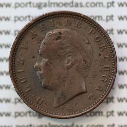 MOEDA 5 RÉIS BRONZE (V RÉIS) 1884 (BC) - REI D. LUIS I - WORLD COINS PORTUGAL KM525
