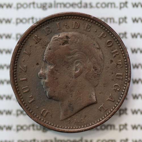 MOEDA 5 RÉIS BRONZE (V RÉIS) 1884 (BC) - REI D. LUIS I - WORLD COINS PORTUGAL KM525
