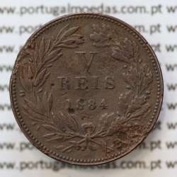 MOEDA 5 RÉIS BRONZE (V RÉIS) 1884 (BC) - REI D. LUIS I - WORLD COINS PORTUGAL KM525