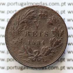 MOEDA 5 RÉIS BRONZE (V RÉIS) 1884 (BC) - REI D. LUIS I - WORLD COINS PORTUGAL KM525
