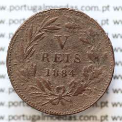 MOEDA 5 RÉIS BRONZE (V RÉIS) 1884 (BC-) - REI D. LUIS I - WORLD COINS PORTUGAL KM525