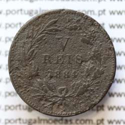MOEDA 5 RÉIS BRONZE (V RÉIS) 1884 (BC- / REG) - REI D. LUIS I - WORLD COINS PORTUGAL KM525