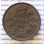 MOEDA 5 RÉIS BRONZE (V RÉIS) 1885 (MBC+) - REI D. LUIS I - WORLD COINS PORTUGAL KM525