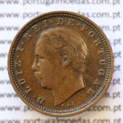 MOEDA 5 RÉIS BRONZE (V RÉIS) 1885 (MBC+) - REI D. LUIS I - WORLD COINS PORTUGAL KM525