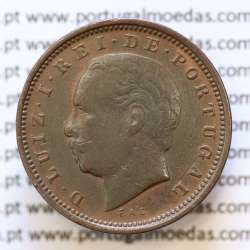 MOEDA 5 RÉIS BRONZE (V RÉIS) 1885 (MBC) - REI D. LUIS I - WORLD COINS PORTUGAL KM525