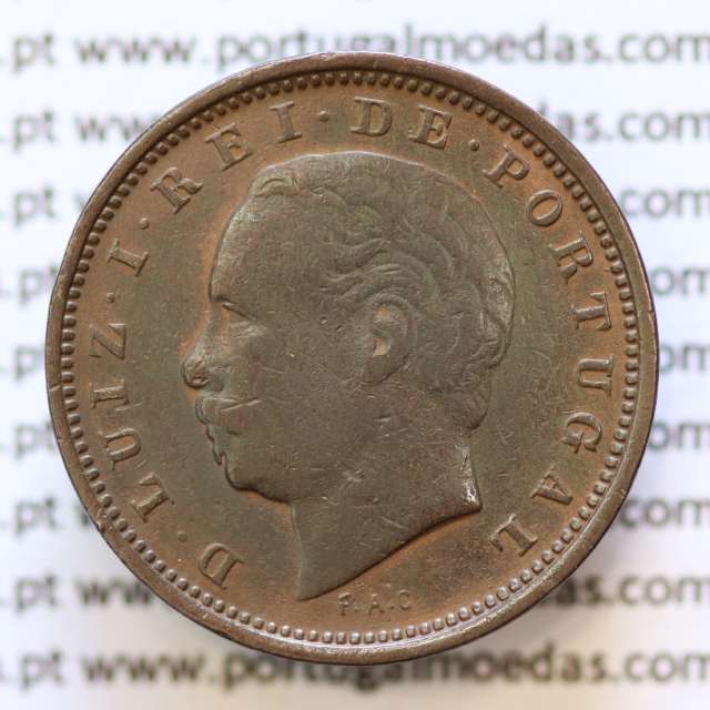 MOEDA 5 RÉIS BRONZE (V RÉIS) 1885 (MBC) - REI D. LUIS I - WORLD COINS PORTUGAL KM525