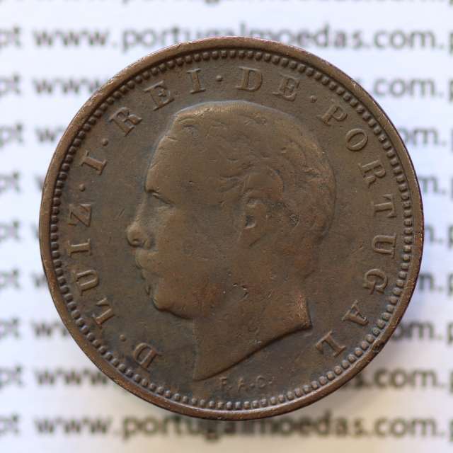 MOEDA 5 RÉIS BRONZE (V RÉIS) 1885 (MBC) - REI D. LUIS I - WORLD COINS PORTUGAL KM525