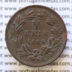 MOEDA 5 RÉIS BRONZE (V RÉIS) 1885 (MBC) - REI D. LUIS I - WORLD COINS PORTUGAL KM525