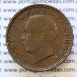 MOEDA 5 RÉIS BRONZE (V RÉIS) 1885 (MBC) - REI D. LUIS I - WORLD COINS PORTUGAL KM525