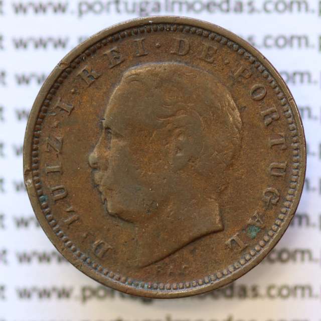 MOEDA 5 RÉIS BRONZE (V RÉIS) 1885 (MBC) - REI D. LUIS I - WORLD COINS PORTUGAL KM525