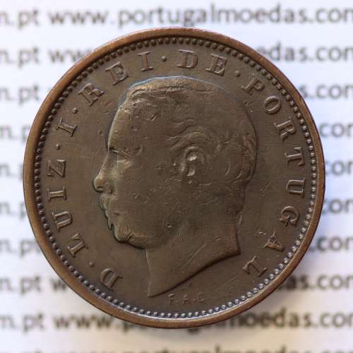 MOEDA 5 RÉIS BRONZE (V RÉIS) 1885 (MBC) - REI D. LUIS I - WORLD COINS PORTUGAL KM525
