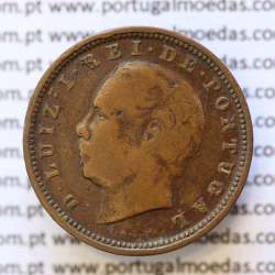 MOEDA 5 RÉIS BRONZE (V RÉIS) 1885 (MBC) - REI D. LUIS I - WORLD COINS PORTUGAL KM525